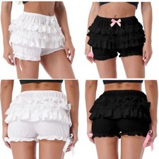 UK Women's Lace Trim Layered Ruffle Bloomers Shorts Pumpkin Pants Pettipants