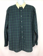 Ralph Lauren BLAKE Mens XL Vintage Pony Logo Green Plaid Button Up Cotton Shirt