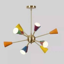 Modern 12 Arm Multicolor Brass Sputnik Handcrafted Chandelier Light Fixture