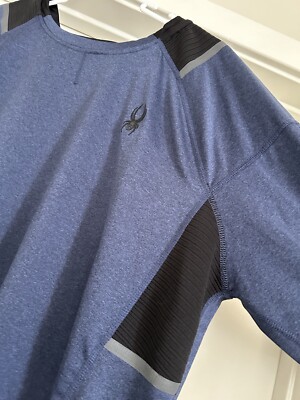 Spyder Active Shirt Mens XL Blue/Black Crew Neck Pullover Activewear