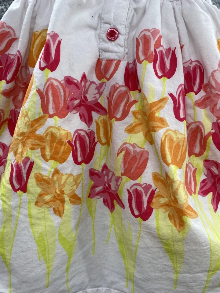 Vestido Penelope Mack Floral Tulipán Niña Pequeña Talla 2T Sin Mangas Blanco Rosa Foto 2 de 4