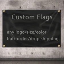 Custom Flag Banner With Various Sizes Patterns Printing Polyester 4 Grommets