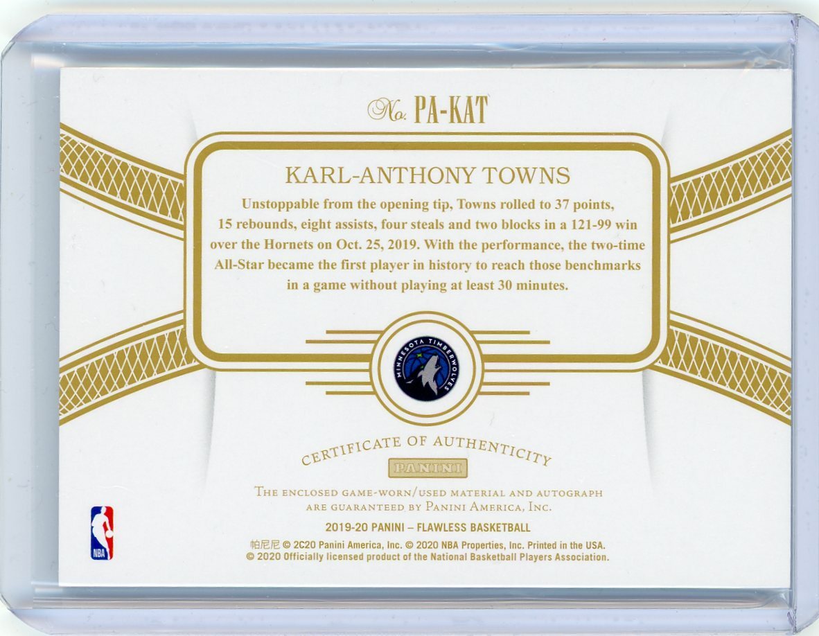 panini FLAWLESS Karl-Anthony Towns 良部 2019-20 Panini