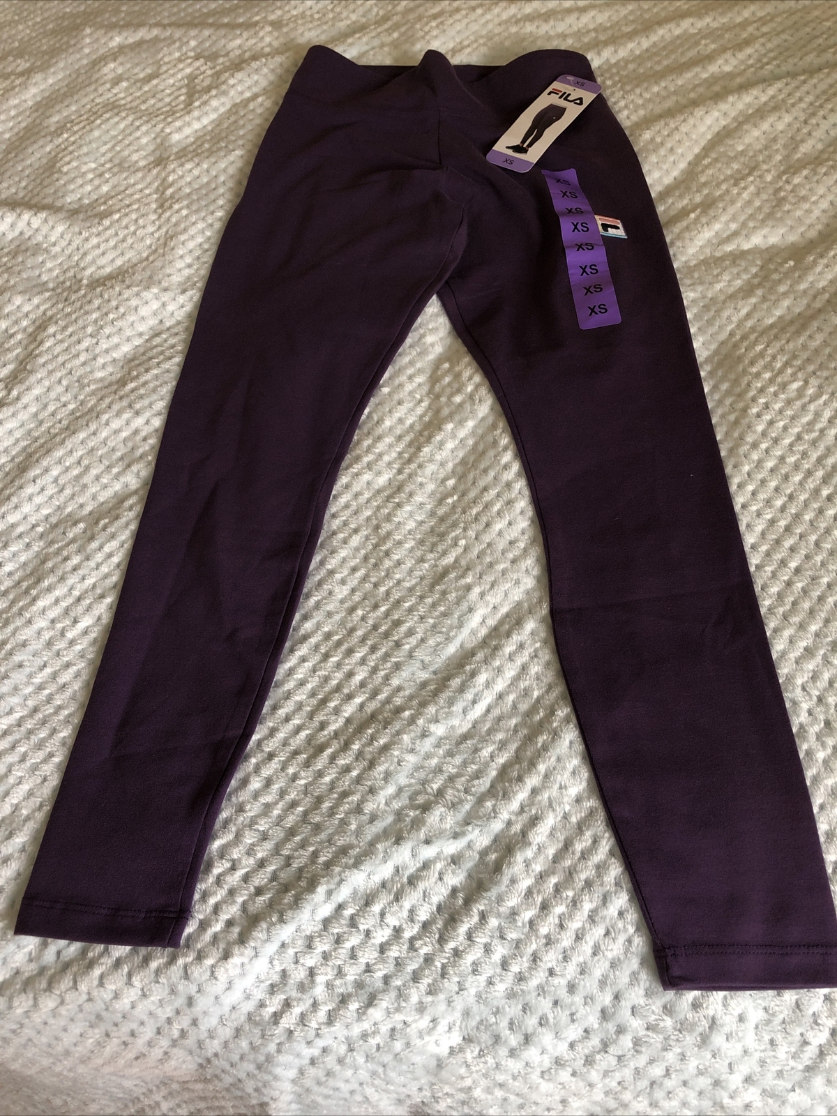 FILA WOMENS YOUTHS LEGGINGS FILA LOGO LEGGINGS IN GOTHIC GRAPE XS WAIST 24 BNWT