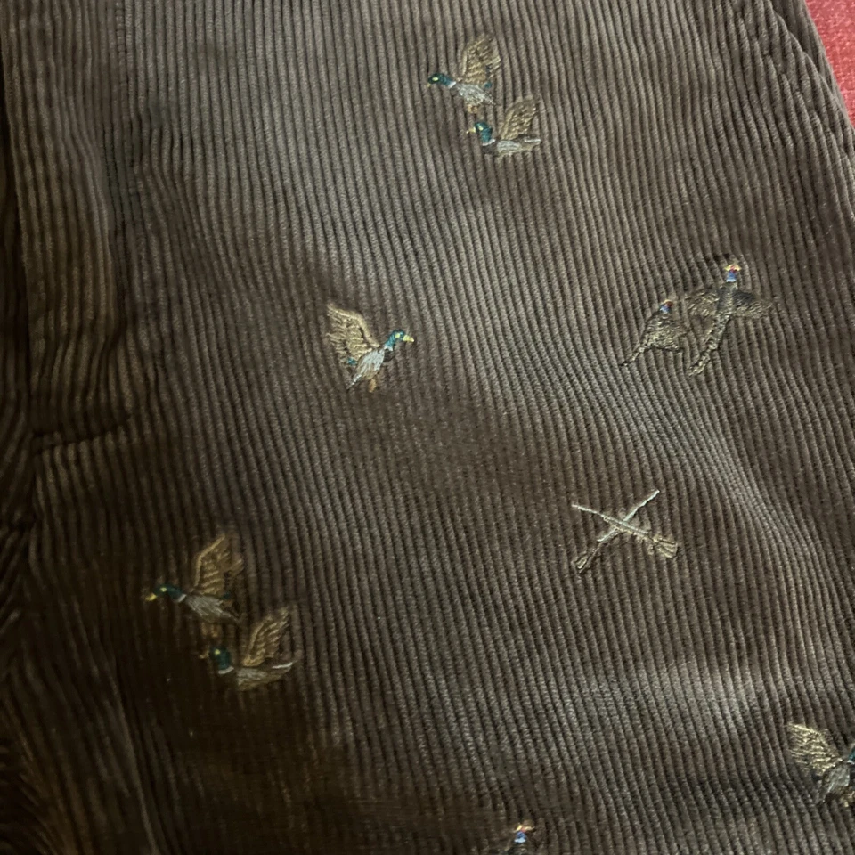Vintage Polo Ralph Lauren Corduroy Pants Mens 36x32 Duck Hunt Brown Embroidered - Image 2 of 4