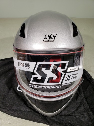 Casco Speed & Strength SS 700 Velocidad Sólida Brillo Plata XLarge 876844 - Imagen 6 de 8