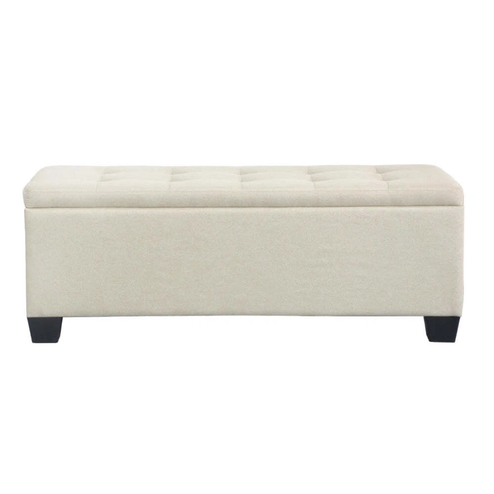 Artiss Storage Ottoman Blanket Box Bench 97cm Linen Chest Foot Stool Beige
