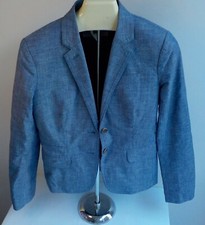 J. Crew 2 Button Chambray Schoolboy Blazer 100 Cotton SZ 0