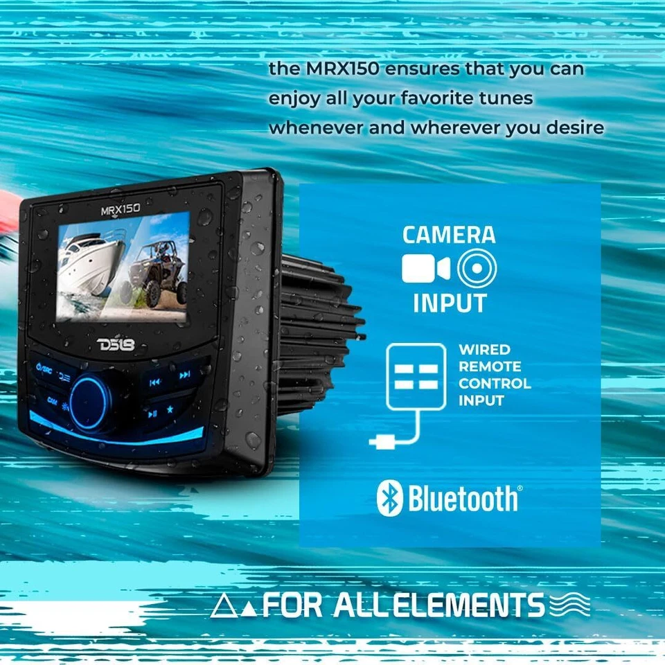DS18 MRX150 Marine and Powersports Head Unit Color Screen with Bluetooth USB AUX - Image 3 of 4