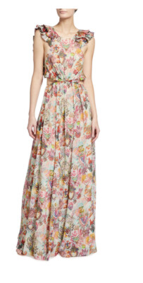 Zimmermann Ruffle Dress Maxi flaming hearts  AU 3 USA 8/10 $1650