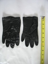 WOMEN'S 7" Black Leather VINTAGE driving GLOVES Sz 6 1/2