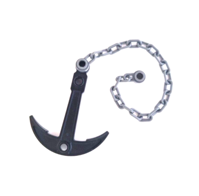 LEGO Pirate Ship Boat Anchor Black & Long Grey Chain Part