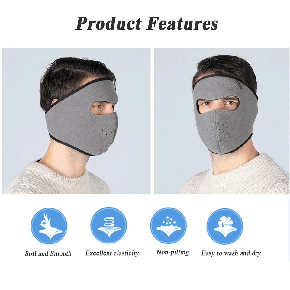 Fleece Ski Mask Cycling Full Cover Face Mask Warm Mask Outdoor Windproof Mask - Image 3 of 4