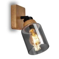 Briloner Spotleuchte Mit Holz Rauchglas 1Xe27 Max.10W