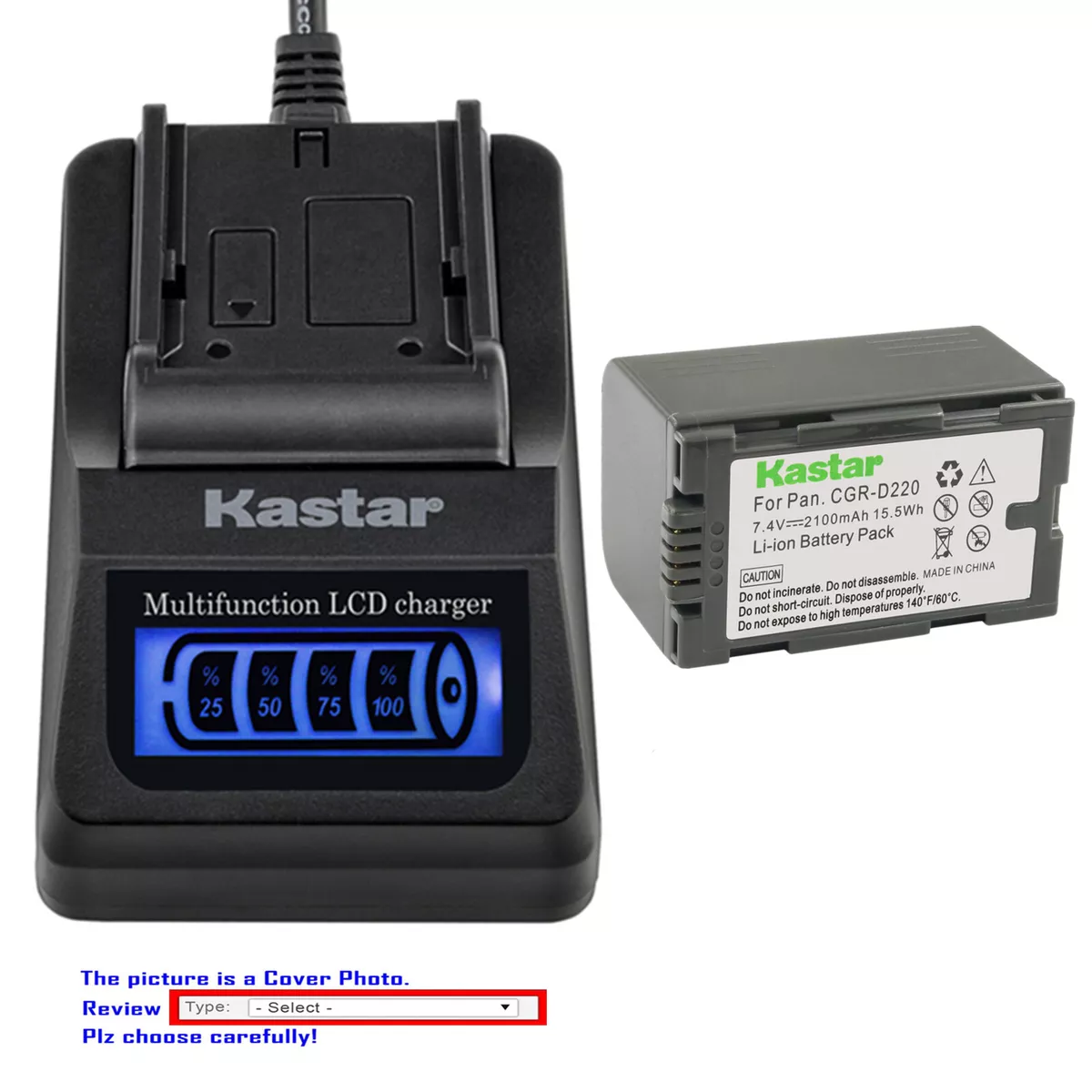 Kastar Battery LCD Quick Charger for Panasonic CGRD16 NV-MX3 NV-MX5 NV-MX7 NV-C5