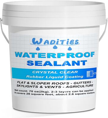 Waterproof Sealant Clear 2L 70Oz Wall Bathroom Roof WaterBased Coating Invisible