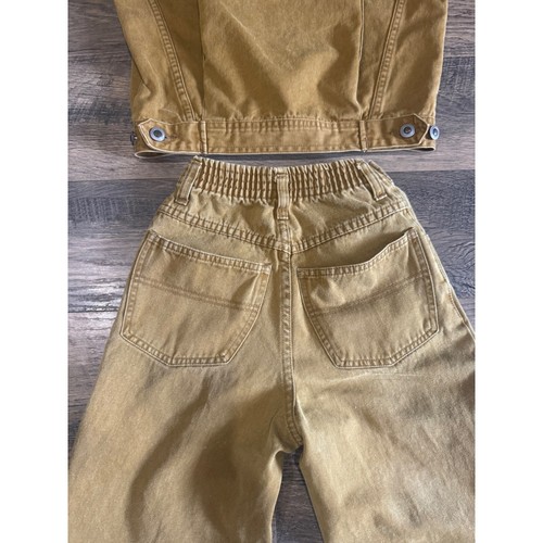 Vintage Best Basics Gap Kids Denim Jacket Pants Set Leather Collar Size M- 8 - Picture 6 of 13