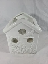 Floral Bird House Ceramic Tea Light Candle Holder Luminary