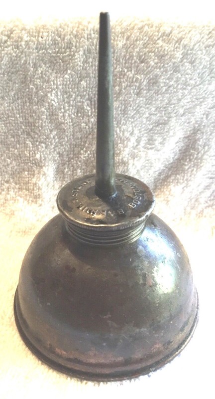 VINTAGE ADVERTISING TOOLS COPPER OIL CANS BARNUM & STONE BOSTON, MA STEAMPUNK 