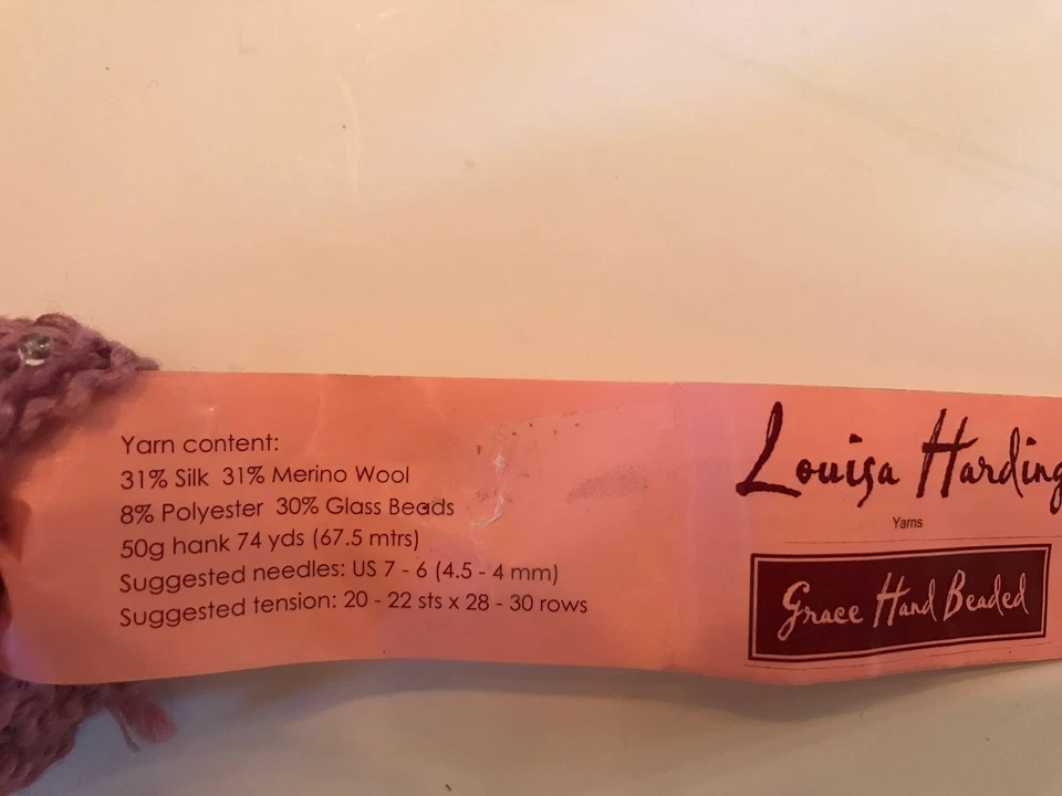 Louisa Harding Grace Hand Beaded Silk & Merino Wool Yarn Skein - Color 011 Palma - Image 3 of 4