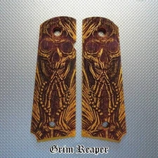 Solid wood Grips 1911 Grim Reaper Custom Fits Full Size & Commander