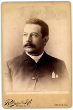 Cabinet Card Circa 1880s Robinson & Roe Man with Mustache Chicago IL