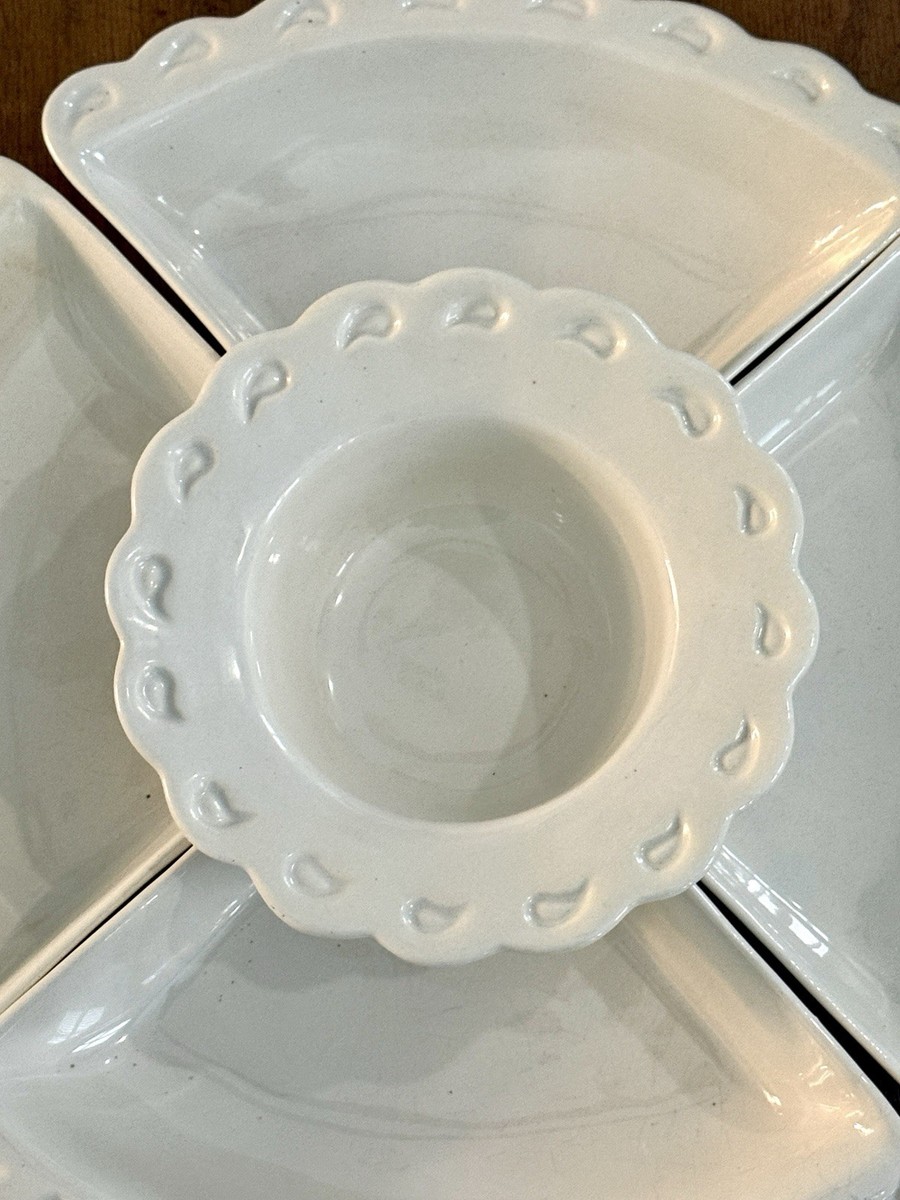 Vintage California Pottery L48 Lazy Susan Chip Dip Relish Tray 5
