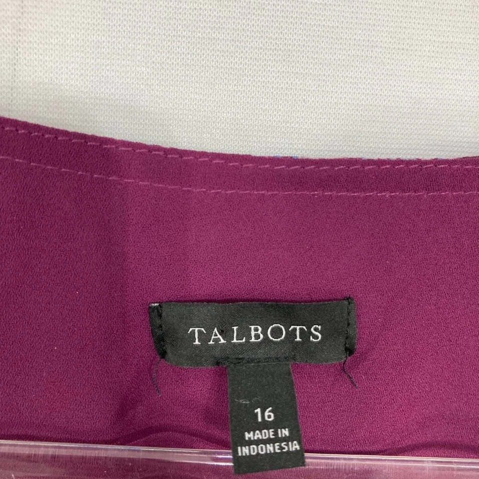 Vestido midi Talbots talla 16 púrpura cuello en V elegante ajuste y acampanado en cachemira metálica Foto 4 de 4