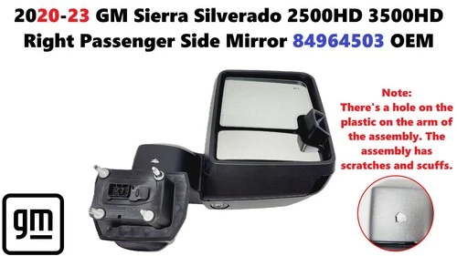 2020-23 GM Sierra Silverado 2500HD 3500HD Right Passenger Side Mirror 84964503