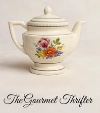 Vintage Porcelain Teapot with Floral Design & Lid 5.5” Cottagecore