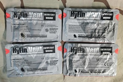 Lot of Four (4) HyFin Vent Chest Seal NAR Twin Pck Exp 2022/23. READ DESCRIPTION