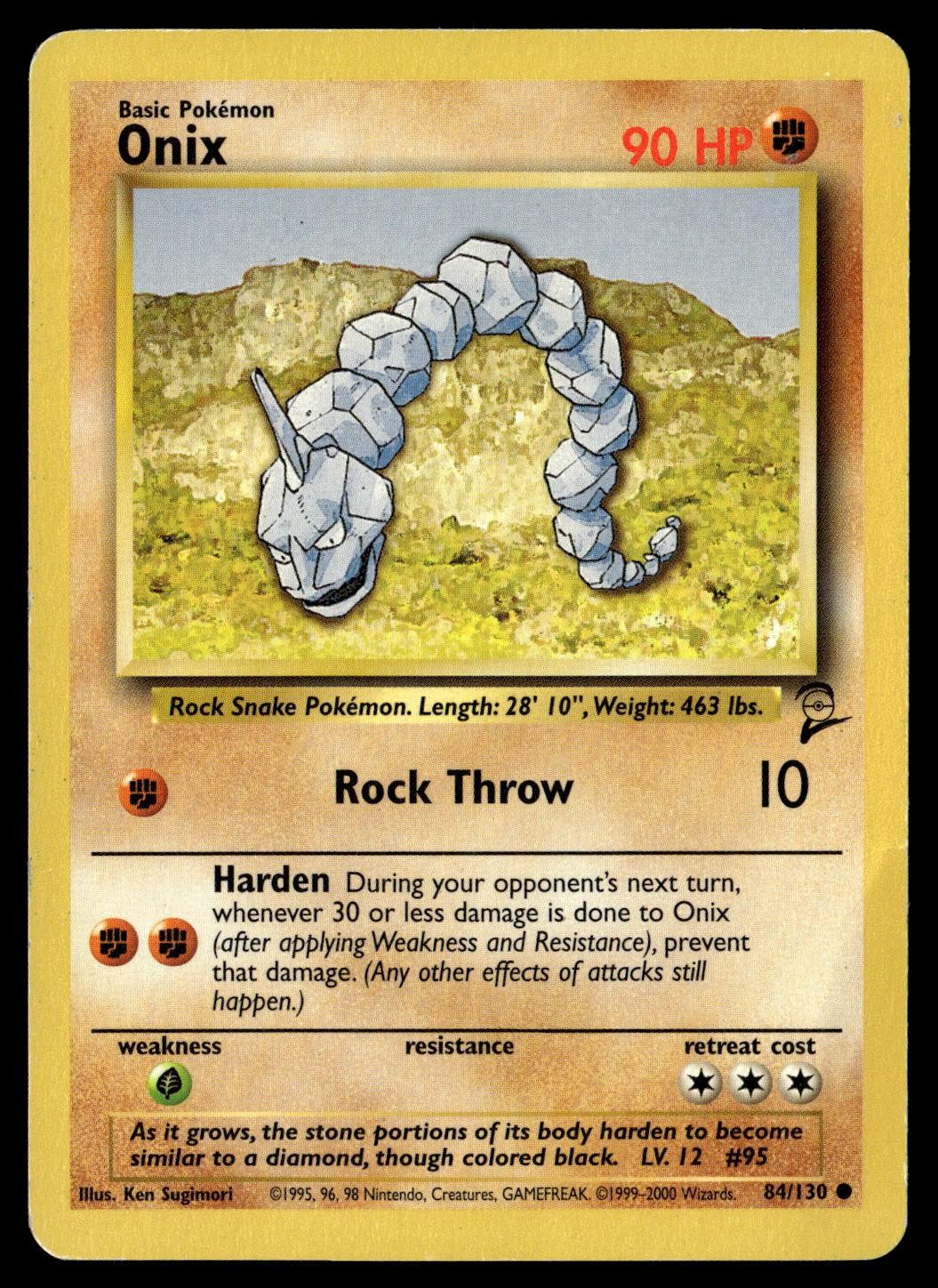Onix 84/130 Common Base Set 2 Pokemon Lightly Played