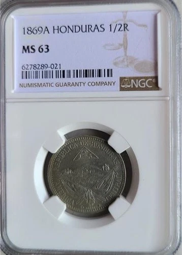 Honduras 1/2 Real 1869A NGC MS 63