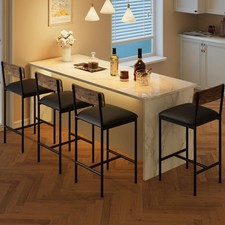 Bar Stools Set of 4, Kitchen Bar Stools with Footrest, 25.5 Inches Upholstered..