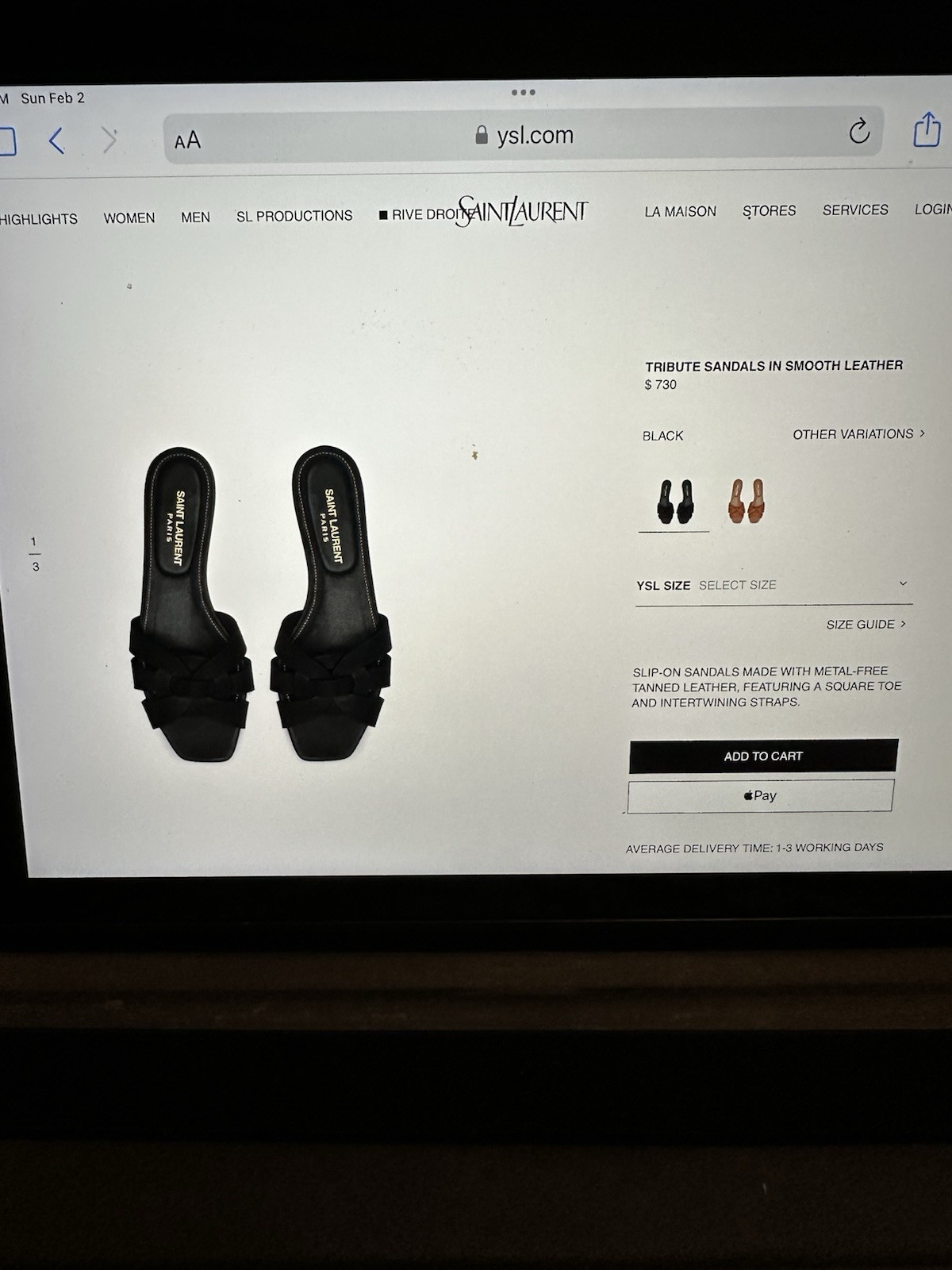 SAINT LAURENT Sandali omaggio YSL in pelle liscia (taglia 36)