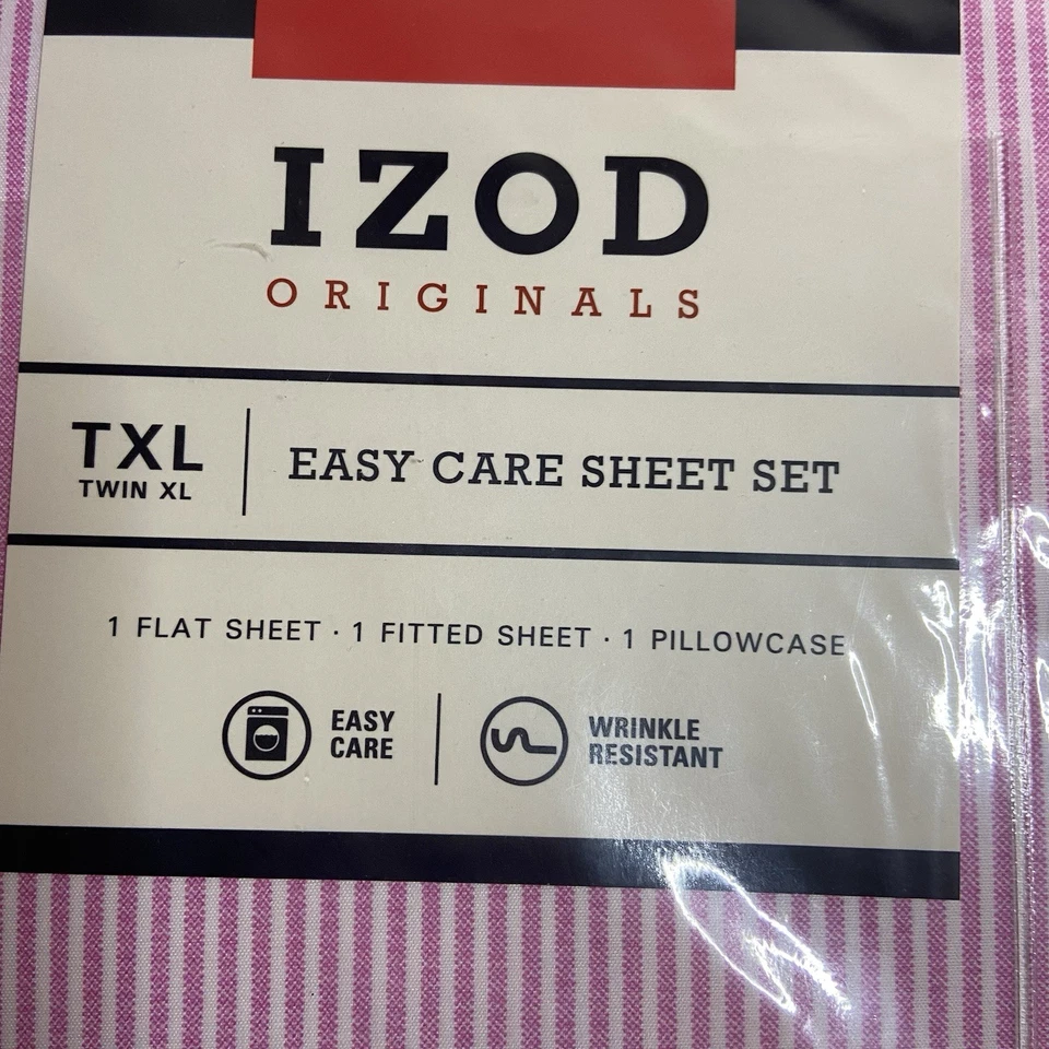 Juego de Sábanas IZOD Twin XL Rosa Rayas Nuevo Foto 2 de 4