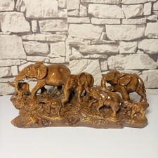Large 16cm x 32cm Resin Elephant Herd Figurine for Home Decor / Gift / Lounge