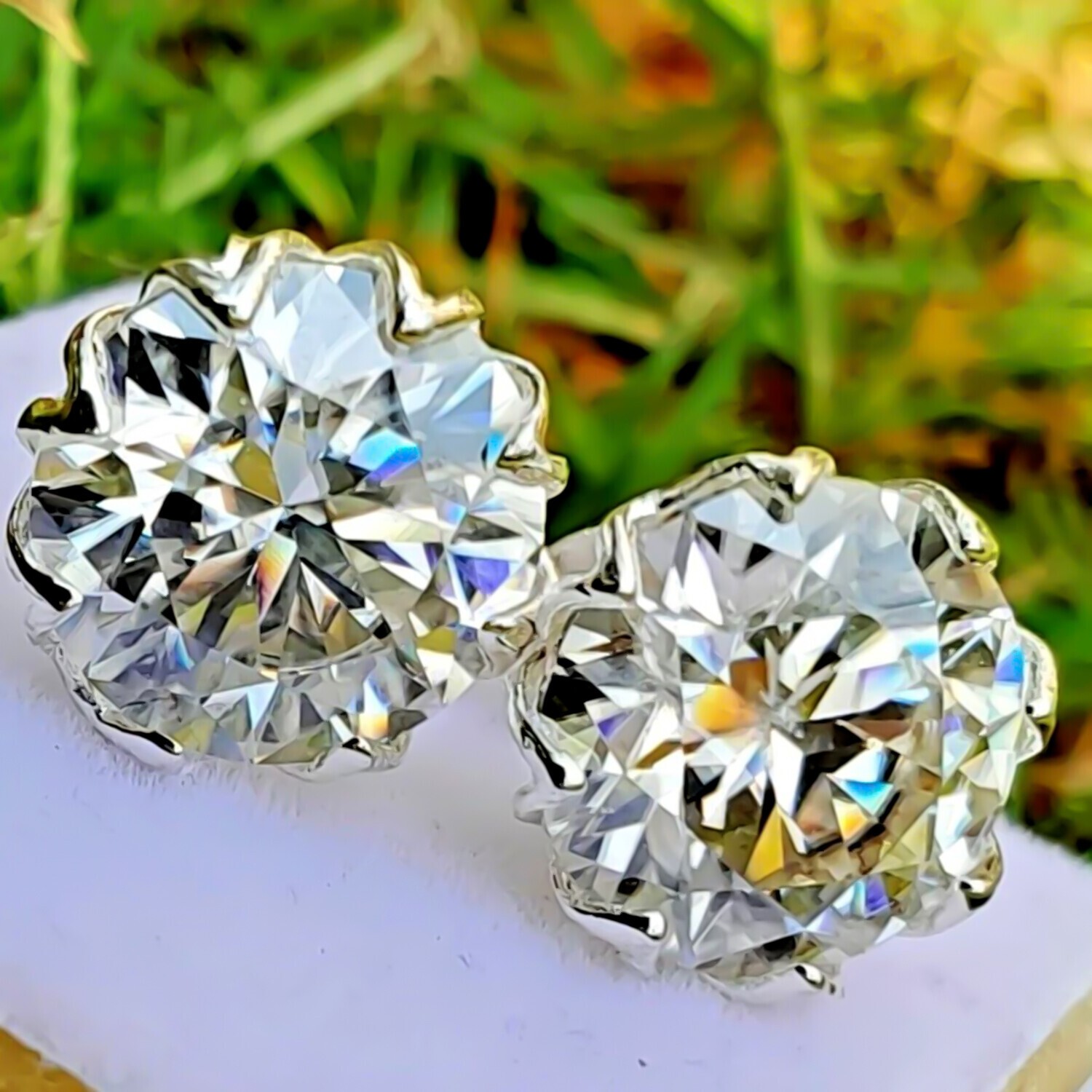 12.00 Ct Certified Round Cut Diamond Solitaire Studs In 925 Sterling Silver