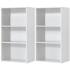 2 PCS 3 Tier Open Shelf Bookcase Multi-functional Storage Display Cabinet White