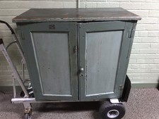 ANTIQUE PRIMITIVE GREEN WALL? CABINET FROM MERCHANTS NATIONAL BANK ST PAUL MN