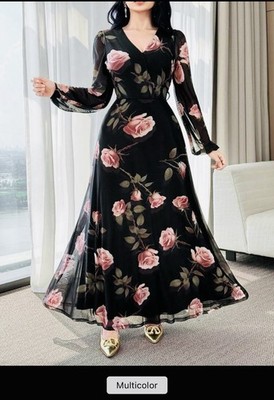 New Rose Flower Elegant Charming Elegant High-End Cinched Waist Dress For Women