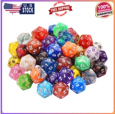 AUSTOR 56 Pieces 20Sided Dice Set Mix Color D20 Dice Polyhedral Dice Assortment