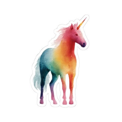 Rainbow Unicorn Kiss-Cut Stickers, Playful Magic Sticker , Fun Rainbow