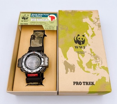 【ポーチ付】CASIOPROTREK PRT-40HWJHUNTINGWORLD CASIO PROTREK PRO TREK PRT-40 WWF Edition Quartz Watch in Box