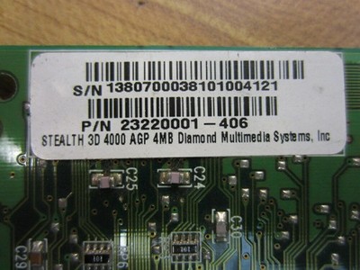 23220001-406 diamond S3 VIRGE/GX2 N6P0IB 86C357 C29485.00 agp 4MB video card wi