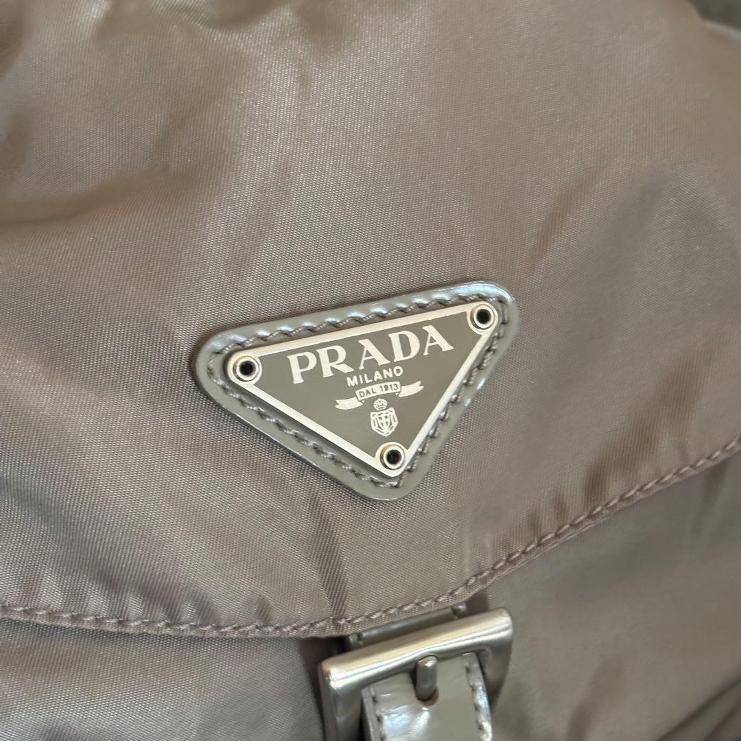 PRADA nylon mini backpack khaki triangular logo n… - image 2