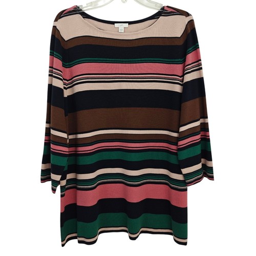 J Jill Striped Lightweight Knit Sweater Size XL Spring Soft Tunic Classic