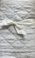Pottery Barn Kids Belgian Flax Linen Diamond Baby /Toddler Quilt Soft Gray New