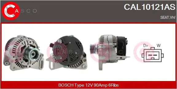Alternatore con puleggia cinghia Poly-V CAL10121AS CASCO per VW SEAT