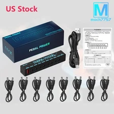 Power Supply 8 Isolated Outputs DC 9V & Audio Cable Guitar Effect Pedal Board US